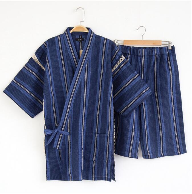 Men'S Kimono Accessories - Japanischer Kimono-Pyjama aus Baumwolle für Herren,