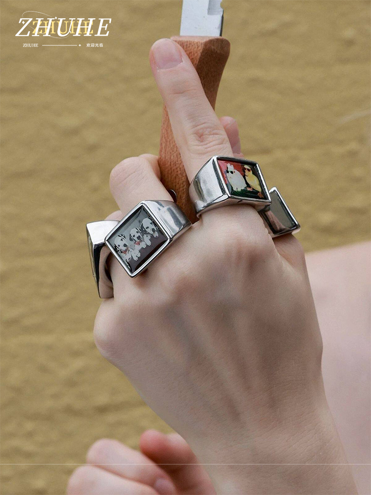 Men Accessories Photos - Kupferlegierung Retro Tier-Fotodruck Ring Schmuckzubehör für