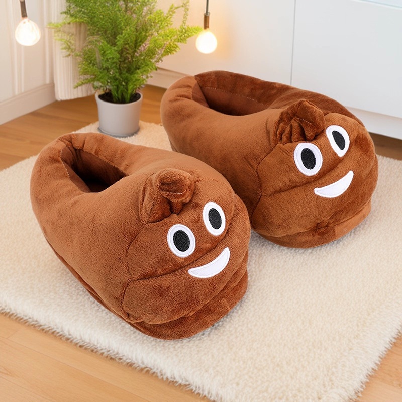 Men'S Accessories Rack - Lustige Poop-Emoji-Plüsch-Hausschuhe, warme, gemütliche, rutschfeste Indoor-Hausschuhe