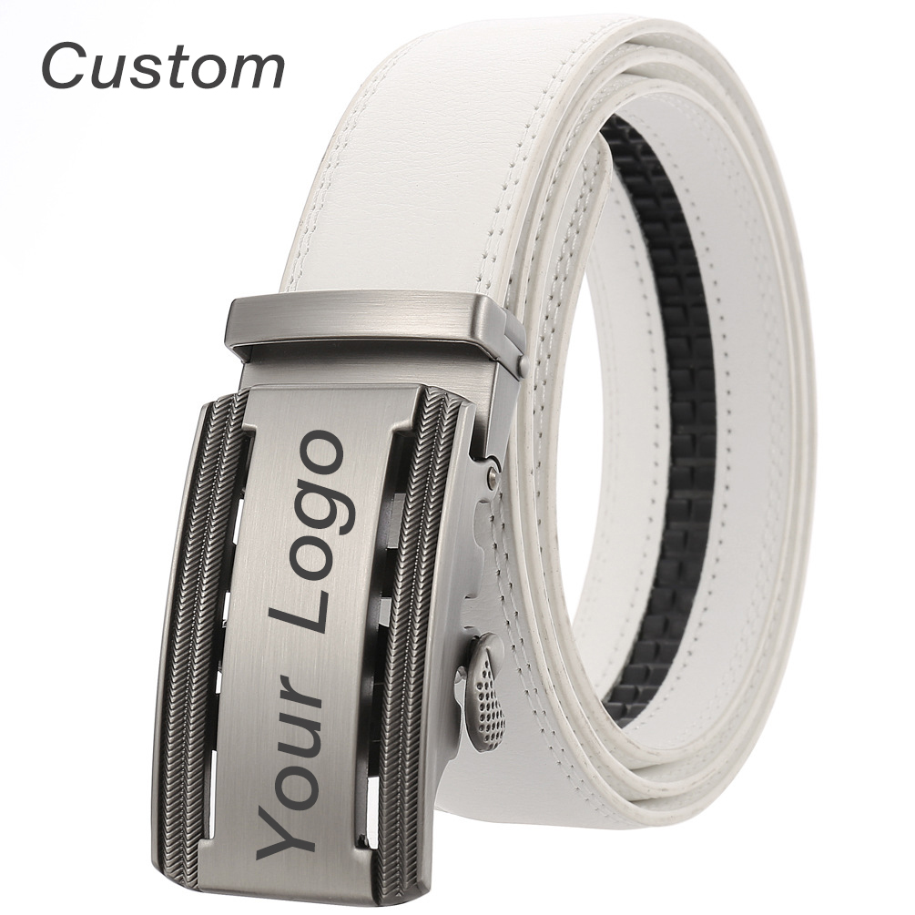 Men Accessories Name - Personalisierter Herren-Gürtel aus weißem Leder, geschäftlich,