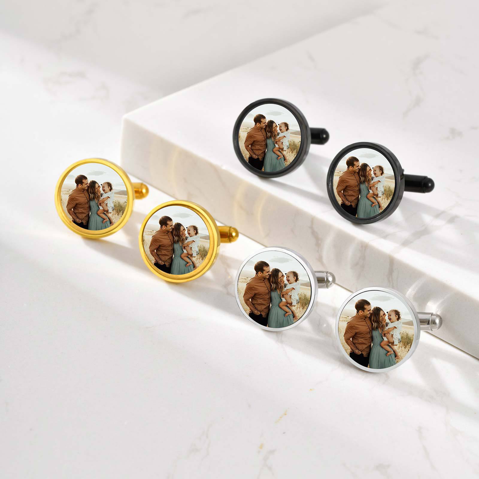 Men Accessories Photos - Personalisierte Foto-Manschettenknöpfe aus Edelstahl, runde Manschettenknöpfe,